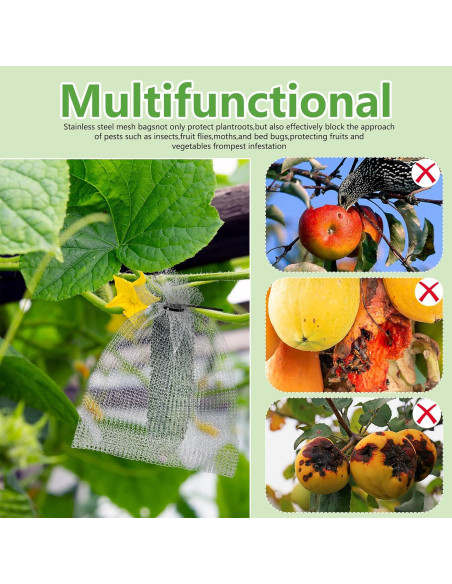 20 Piezas Bolsa de Protección de Frutas Acero Inoxidable 8x12 y 6x8