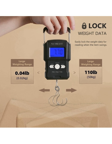 Balanza Digital de Equipaje NUTRI FIT 50kg con Gancho