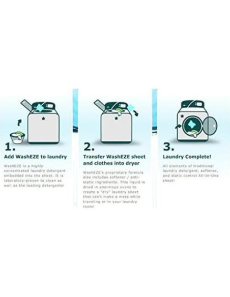Hoja de Jabón Detergente WashEZE Sin Fragancia - 20 Cargas