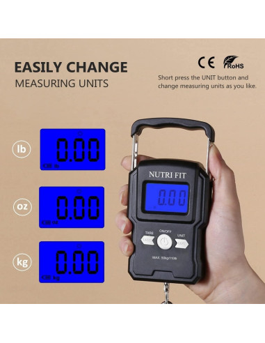 Balanza Digital de Equipaje NUTRI FIT 50kg con Gancho