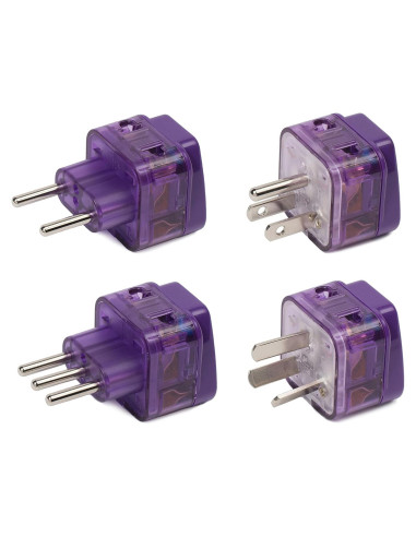 Paquete de 4 Adaptadores de Viaje LISTO PARA VIAJAR con Puertos Duales