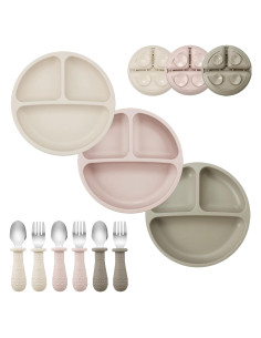 Juego de Platos y Utensilios de Silicona PandaEar 9 Piezas