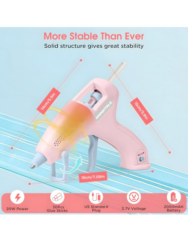 Pistola de Silicona Caliente Inalámbrica HHDQFTSLG 20W Rosa