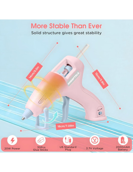 Pistola de Silicona Caliente Inalámbrica HHDQFTSLG 20W Rosa