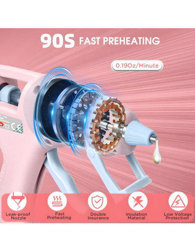 Pistola de Silicona Caliente Inalámbrica HHDQFTSLG 20W Rosa