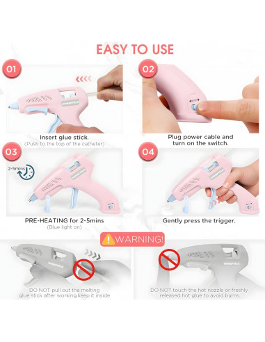 Pistola de Silicona Caliente Inalámbrica HHDQFTSLG 20W Rosa