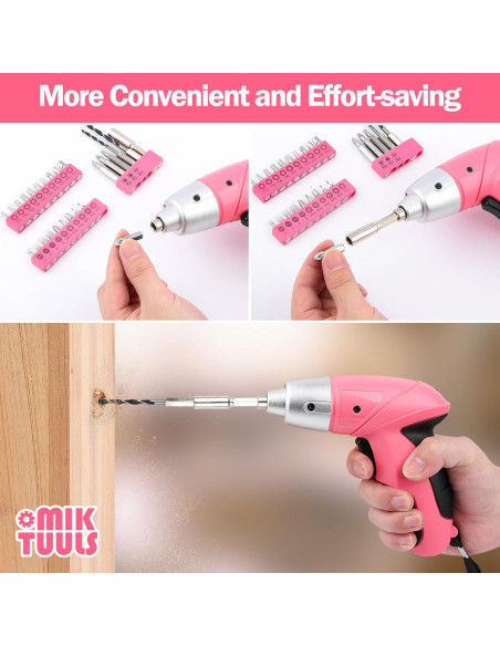 Juego de Herramientas 112PCS con Destornillador Eléctrico 3.6V Rosa