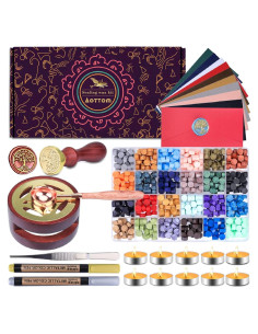 Kit de Sello de Cera Aottom 650 Piezas 24 Colores con Calentador