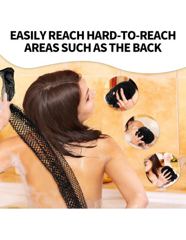 Esponja Exfoliante de Red Africana BOXOB 175cm Nylon Negro