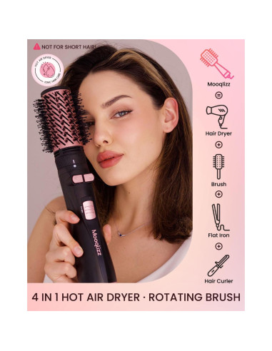 Cepillo Secador de Cabello Rotatorio 3 en 1 Mooqlizz Rosa