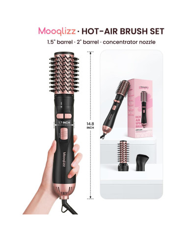 Cepillo Secador de Cabello Rotatorio 3 en 1 Mooqlizz Rosa
