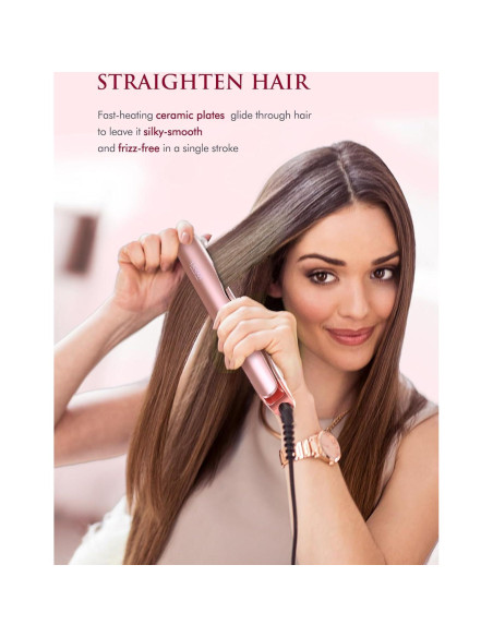 Plancha y Rizador 2-en-1 LANDOT HS168 Oro - Cerámica, 12 Temperaturas