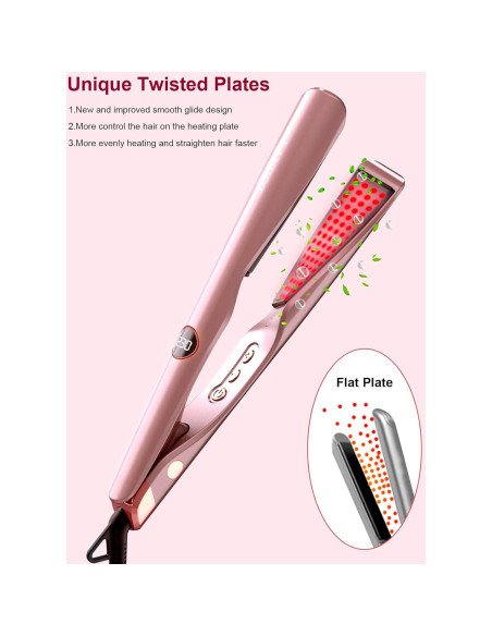 Plancha y Rizador 2-en-1 LANDOT HS168 Oro - Cerámica, 12 Temperaturas