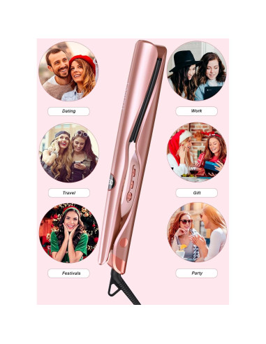 Plancha y Rizador 2-en-1 LANDOT HS168 Oro - Cerámica, 12 Temperaturas