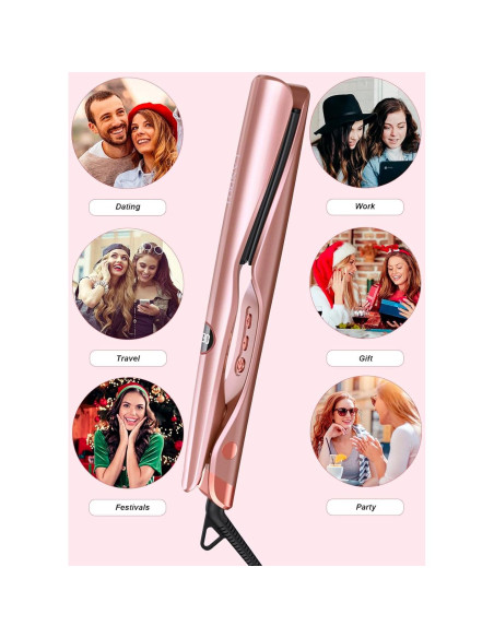 Plancha y Rizador 2-en-1 LANDOT HS168 Oro - Cerámica, 12 Temperaturas