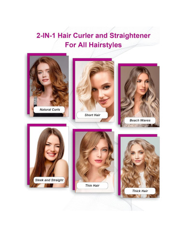 Plancha y Rizador 2-en-1 LANDOT HS168 Oro - Cerámica, 12 Temperaturas