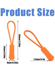 Tiradores de Cremallera Ruidee 50 Piezas Naranja PVC Nylon 2