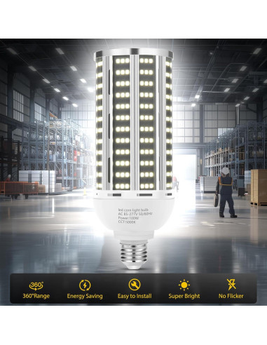 Bombilla LED de maíz YANYCN 100W 14200LM luz diurna 5000K E26/E39