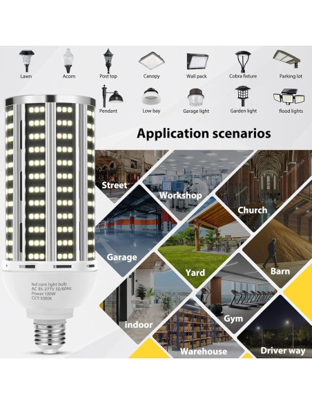 Bombilla LED de maíz YANYCN 100W 14200LM luz diurna 5000K E26/E39