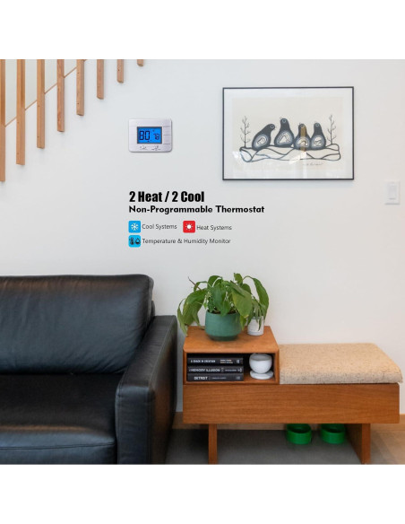 Termostato No Programable Mroinge M711 2H/2C con Pantalla LCD