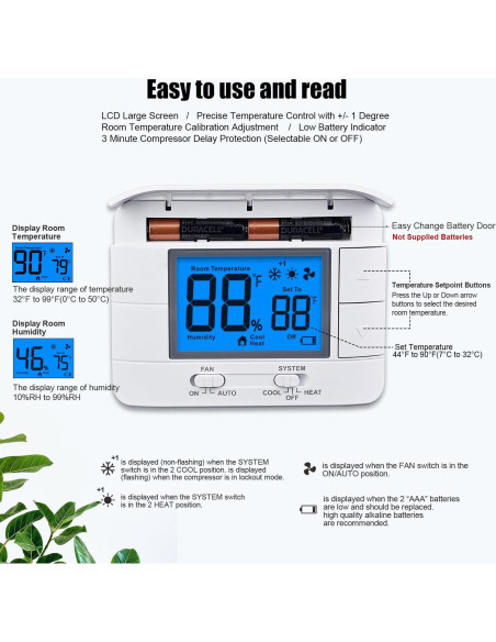 Termostato No Programable Mroinge M711 2H/2C con Pantalla LCD