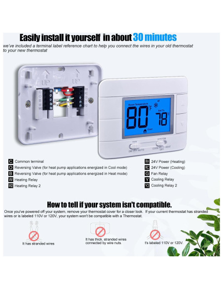 Termostato No Programable Mroinge M711 2H/2C con Pantalla LCD