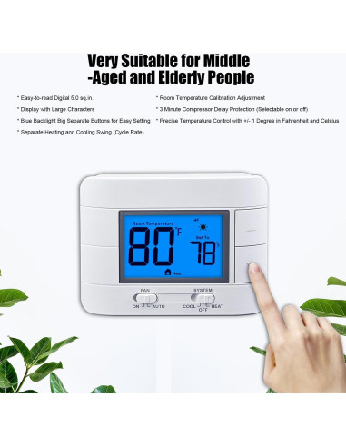 Termostato No Programable Mroinge M711 2H/2C con Pantalla LCD