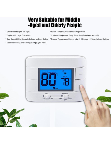 Termostato No Programable Mroinge M711 2H/2C con Pantalla LCD