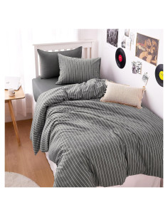 Juego de Funda Nórdica Individual Despertar En Nube Algodón Gris 3 Piezas