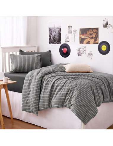 Juego de Funda Nórdica Individual Despertar En Nube Algodón Gris 3 Piezas