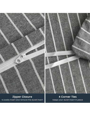 Juego de Funda Nórdica Individual Despertar En Nube Algodón Gris 3 Piezas