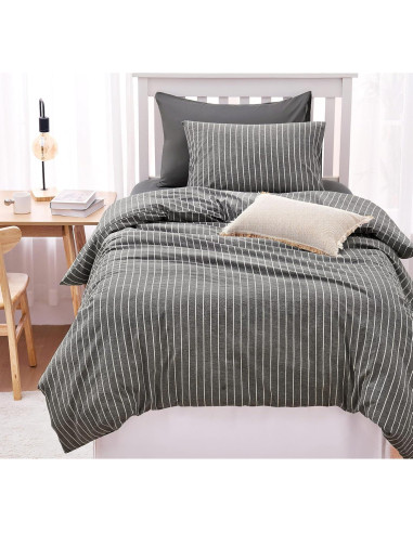 Juego de Funda Nórdica Individual Despertar En Nube Algodón Gris 3 Piezas