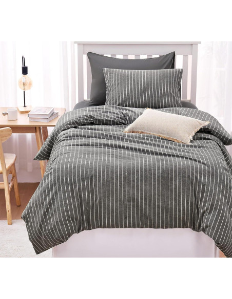 Juego de Funda Nórdica Individual Despertar En Nube Algodón Gris 3 Piezas