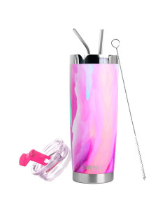 Vaso Aislado de Acero Inoxidable Drinco 590ml con Tapa y Popotes