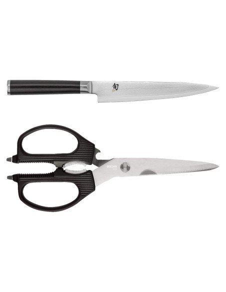 Cuchillo Utilitario Shun 15 cm y Tijeras Multiusos Kai