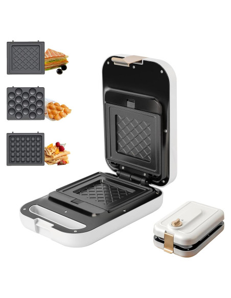 Sandwich Maker GeBogy 3 en 1 600W Placas Antiadherentes