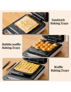 Sandwich Maker GeBogy 3 en 1 600W Placas Antiadherentes 2