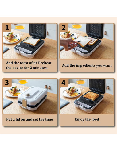 Sandwich Maker GeBogy 3 en 1 600W Placas Antiadherentes