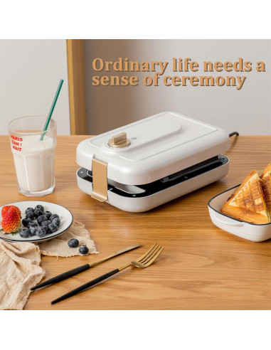 Sandwich Maker GeBogy 3 en 1 600W Placas Antiadherentes