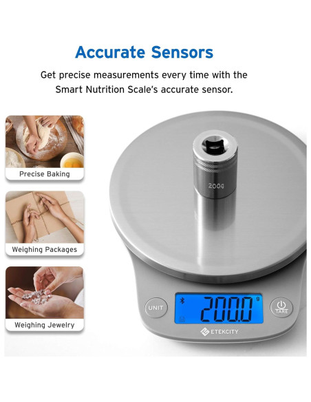 Balanza de Cocina Digital Etekcity 5000g Bluetooth Acero Inoxidable