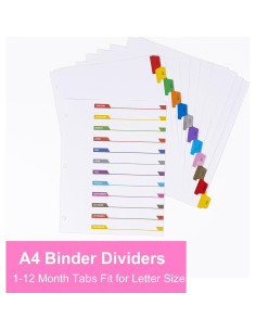 Separadores Mensuales Multicolor LE PAPILLION 12 Pestañas A4 2