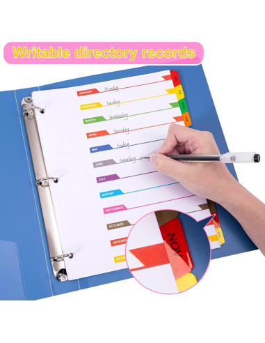 Separadores Mensuales Multicolor LE PAPILLION 12 Pestañas A4