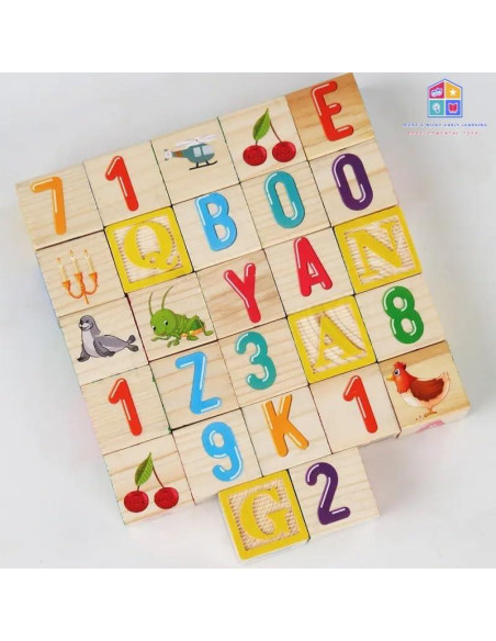 Set de Bloques de Madera ABC/123 - 26 Piezas con Caja - 0.54 kg