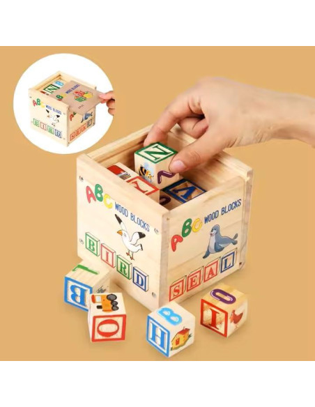Set de Bloques de Madera ABC/123 - 26 Piezas con Caja - 0.54 kg