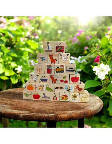 Set de Bloques de Madera ABC/123 - 26 Piezas con Caja - 0.54 kg