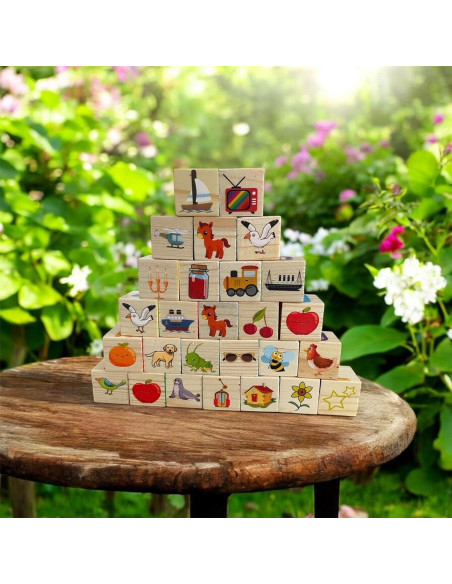 Set de Bloques de Madera ABC/123 - 26 Piezas con Caja - 0.54 kg