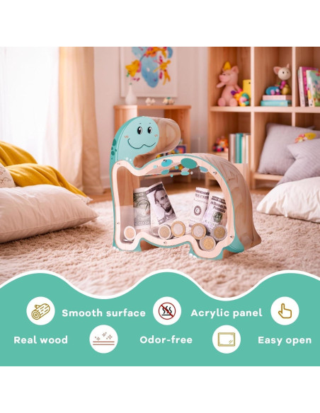 Hucha de Madera Brachiosaurus Uniwooder Personalizable 24.9cm