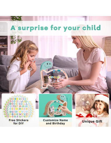 Hucha de Madera Brachiosaurus Uniwooder Personalizable 24.9cm