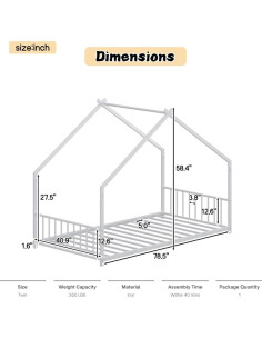 Cama Montessori Twin Luxepurilyn Blanca con Luces LED 2