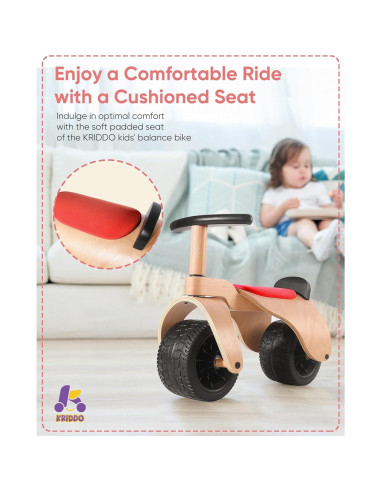 Bicicleta de Equilibrio de Madera KRIDDO para Bebés 1-3 Años